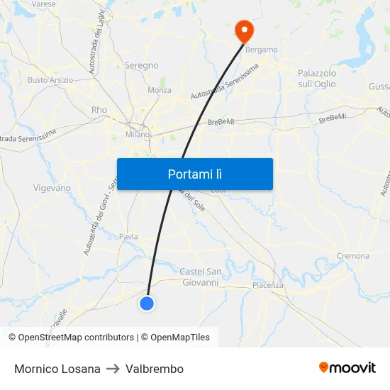 Mornico Losana to Valbrembo map