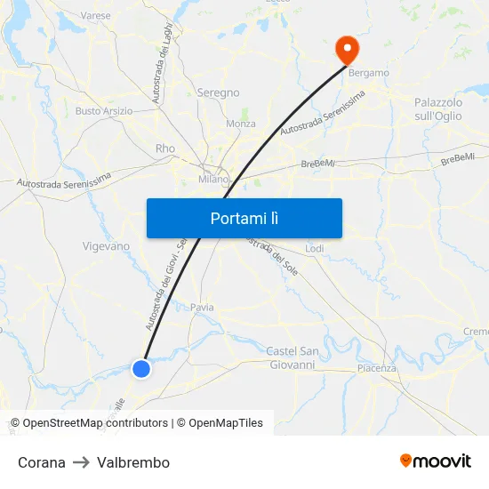 Corana to Valbrembo map