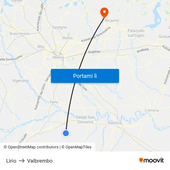 Lirio to Valbrembo map