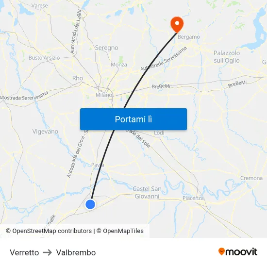 Verretto to Valbrembo map