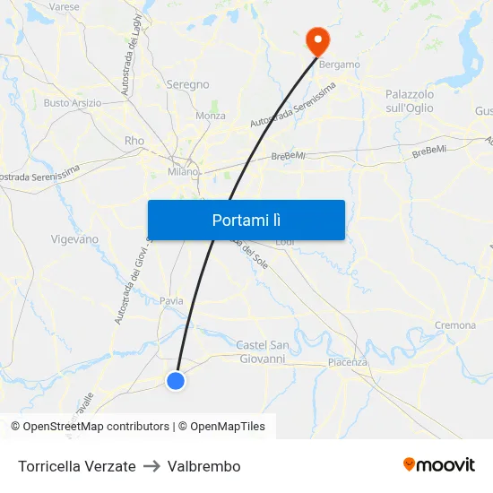 Torricella Verzate to Valbrembo map
