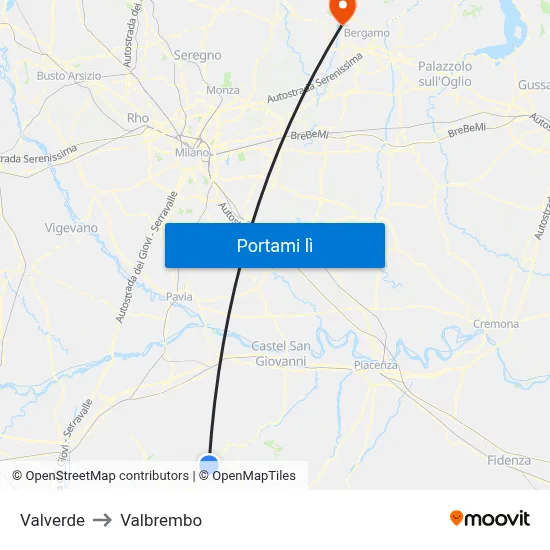 Valverde to Valbrembo map
