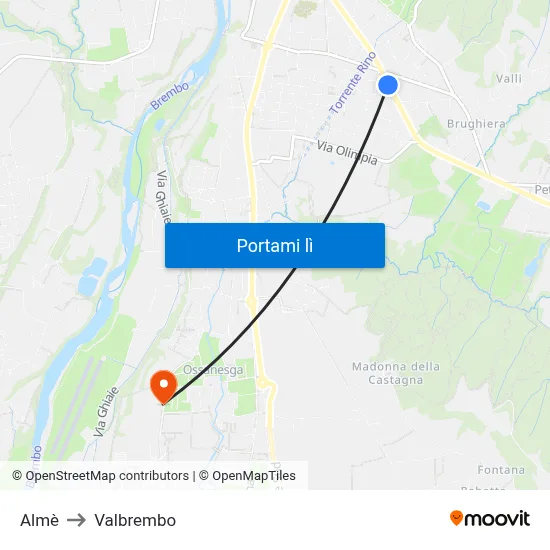 Almè to Valbrembo map