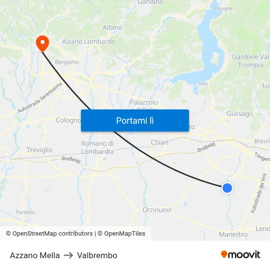 Azzano Mella to Valbrembo map