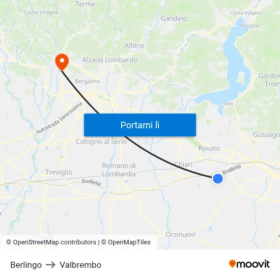 Berlingo to Valbrembo map