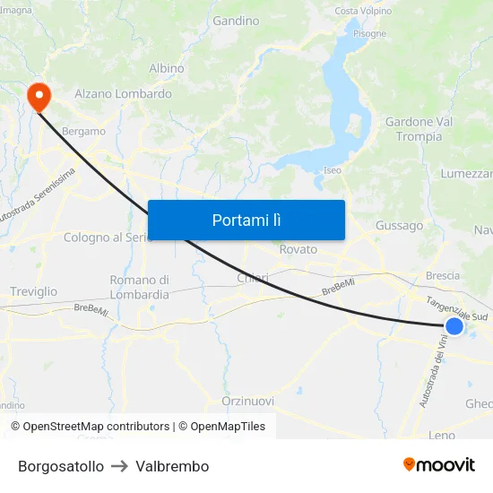 Borgosatollo to Valbrembo map