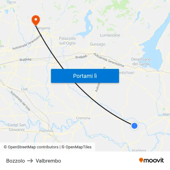 Bozzolo to Valbrembo map