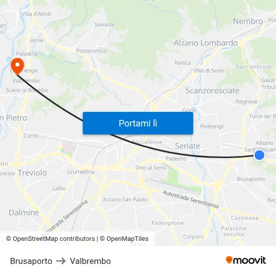 Brusaporto to Valbrembo map