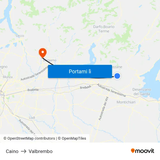 Caino to Valbrembo map