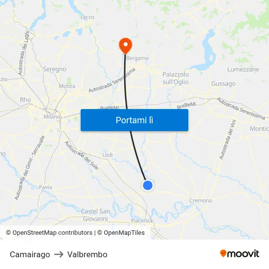 Camairago to Valbrembo map