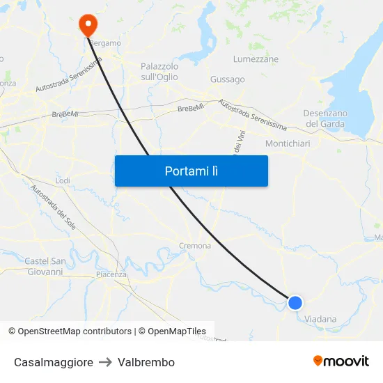Casalmaggiore to Valbrembo map