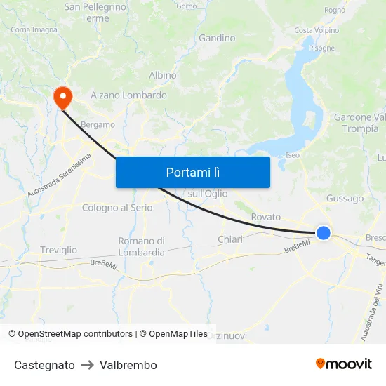 Castegnato to Valbrembo map