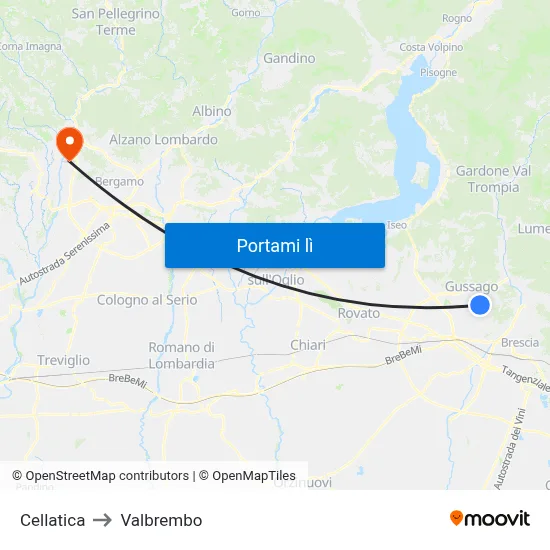 Cellatica to Valbrembo map