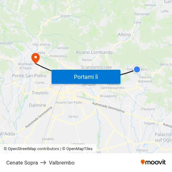 Cenate Sopra to Valbrembo map