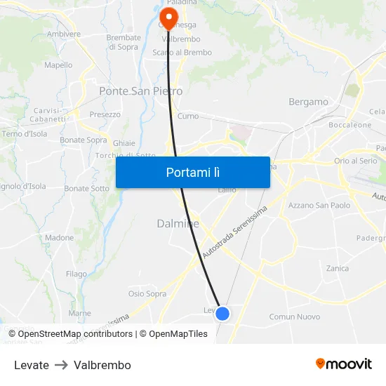 Levate to Valbrembo map