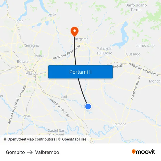 Gombito to Valbrembo map