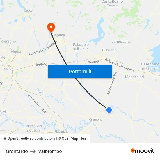 Grontardo to Valbrembo map