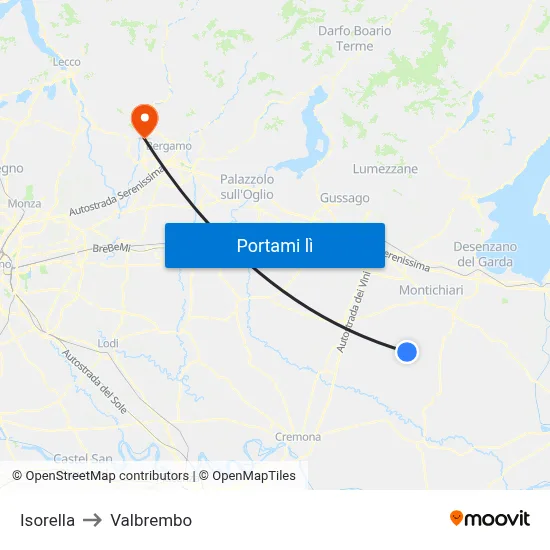 Isorella to Valbrembo map