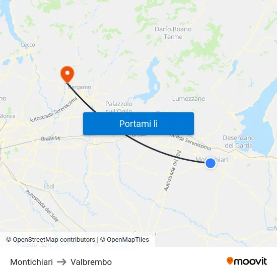 Montichiari to Valbrembo map