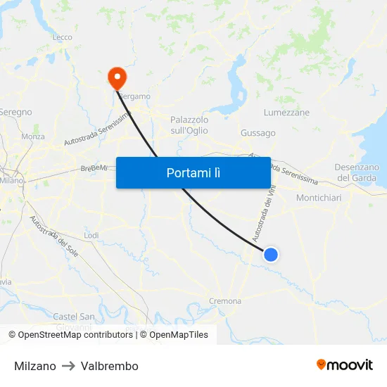 Milzano to Valbrembo map