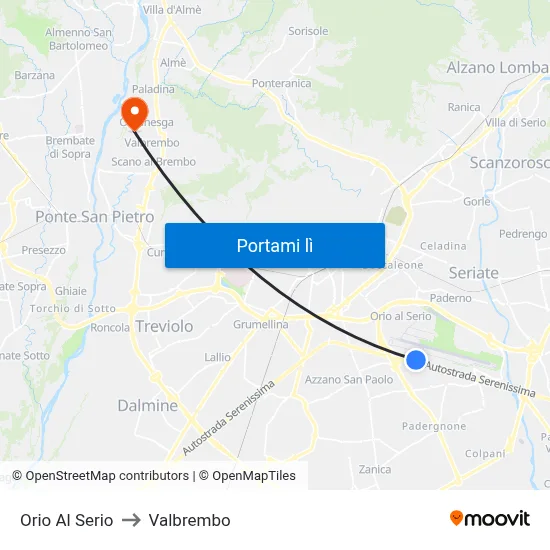Orio Al Serio to Valbrembo map