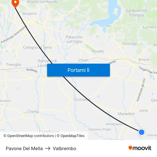 Pavone Del Mella to Valbrembo map