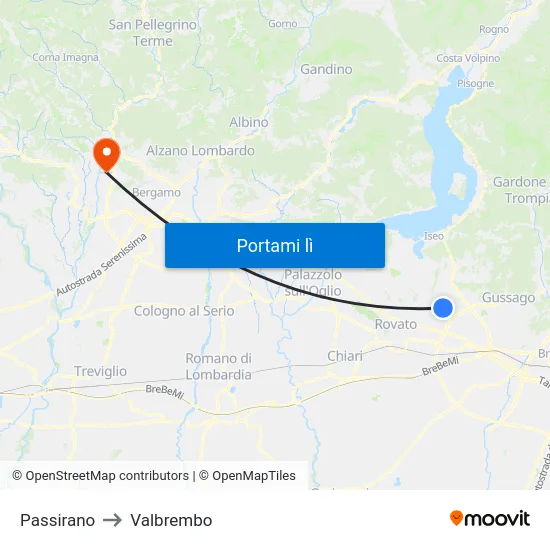 Passirano to Valbrembo map