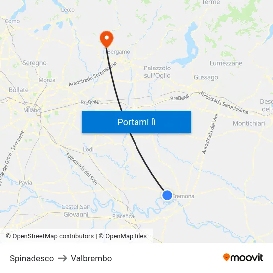 Spinadesco to Valbrembo map
