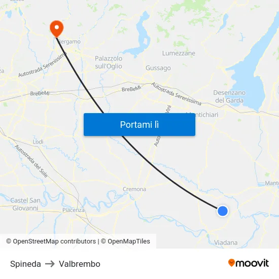 Spineda to Valbrembo map