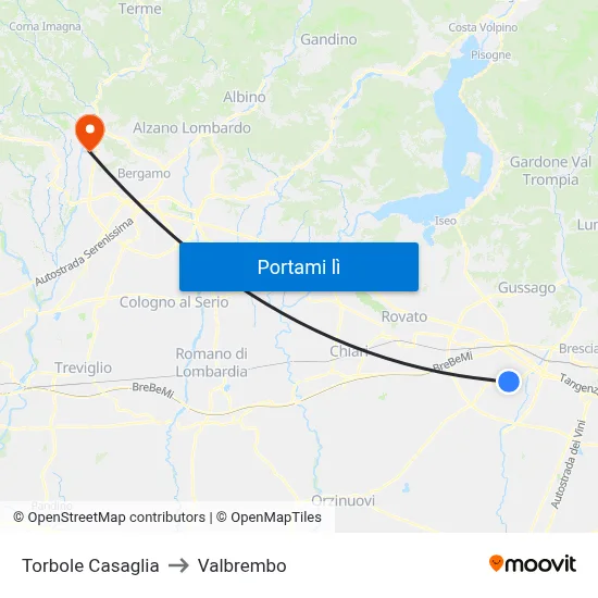 Torbole Casaglia to Valbrembo map