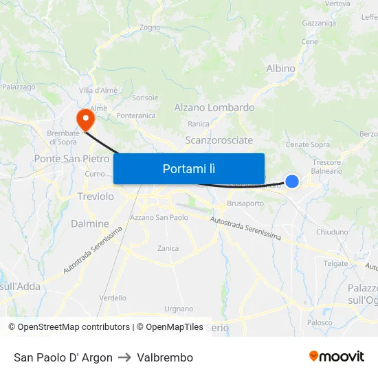San Paolo D' Argon to Valbrembo map