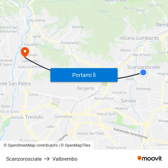 Scanzorosciate to Valbrembo map