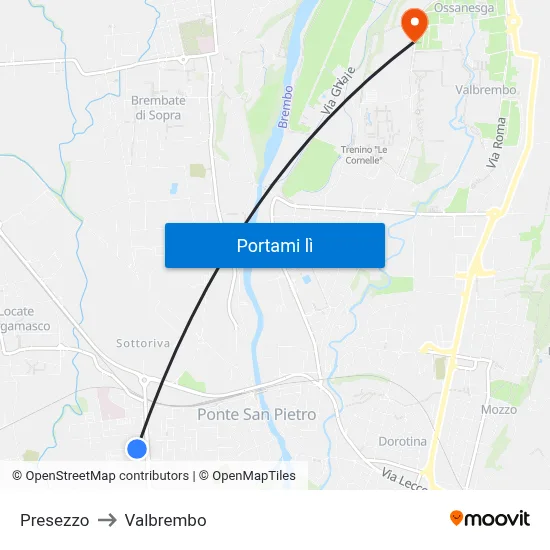 Presezzo to Valbrembo map