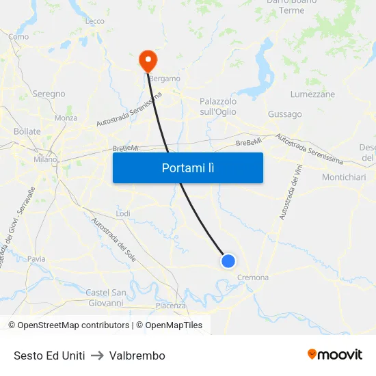 Sesto Ed Uniti to Valbrembo map