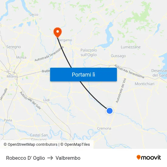 Robecco D' Oglio to Valbrembo map