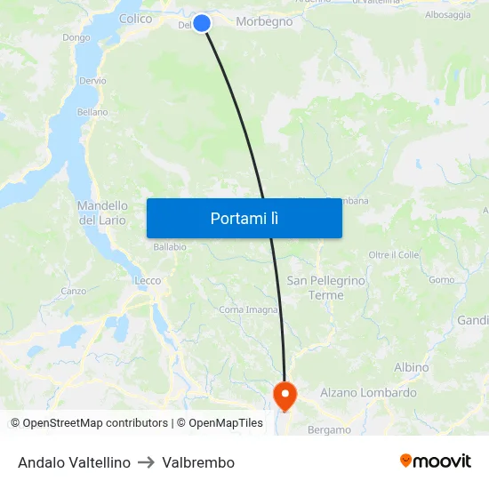 Andalo Valtellino to Valbrembo map