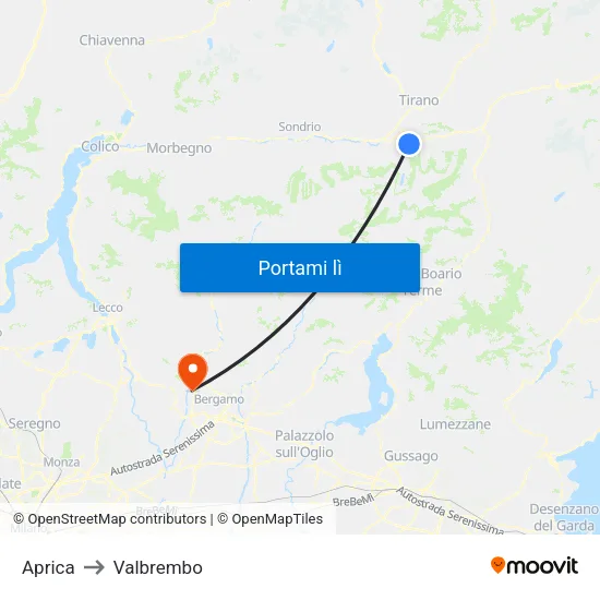 Aprica to Valbrembo map