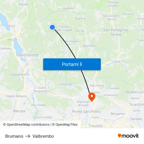Brumano to Valbrembo map