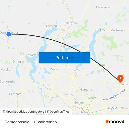 Domodossola to Valbrembo map