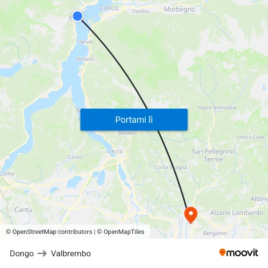 Dongo to Valbrembo map