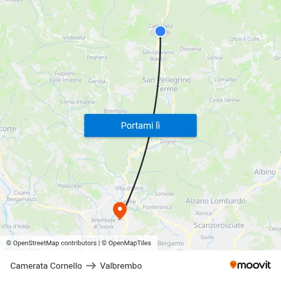 Camerata Cornello to Valbrembo map