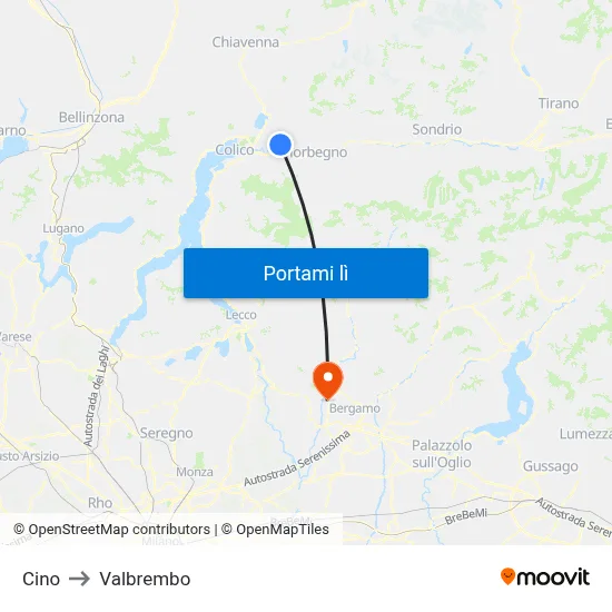Cino to Valbrembo map