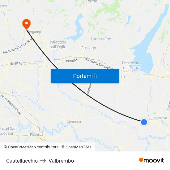 Castellucchio to Valbrembo map