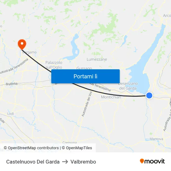 Castelnuovo Del Garda to Valbrembo map