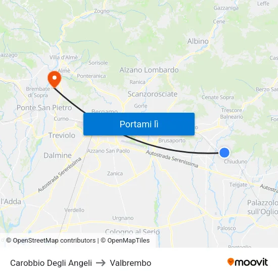 Carobbio Degli Angeli to Valbrembo map