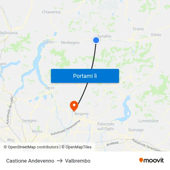 Castione Andevenno to Valbrembo map