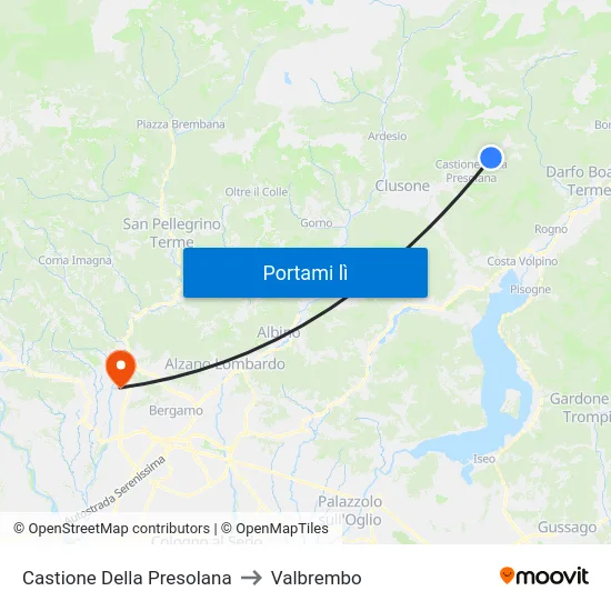 Castione Della Presolana to Valbrembo map