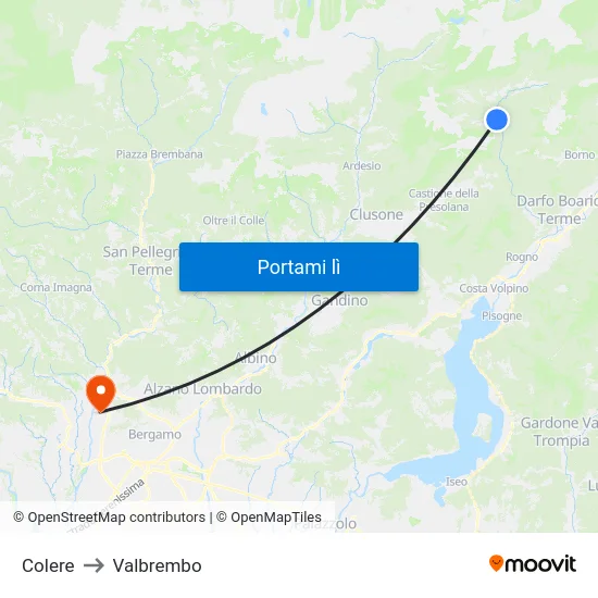 Colere to Valbrembo map