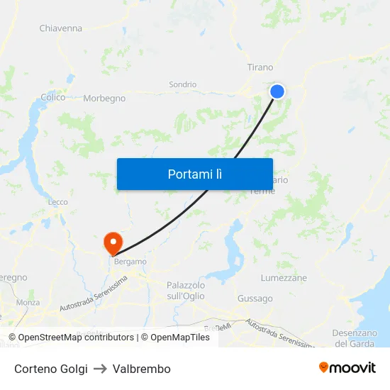 Corteno Golgi to Valbrembo map