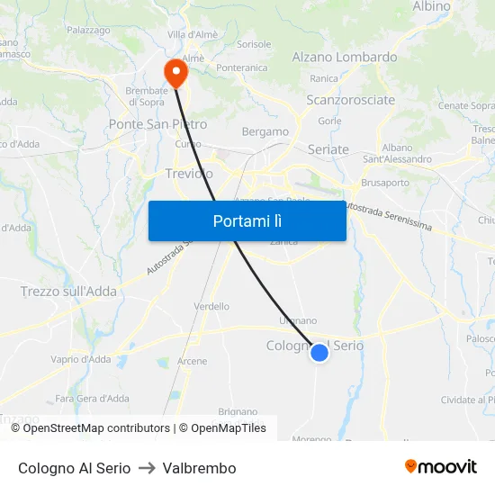 Cologno Al Serio to Valbrembo map